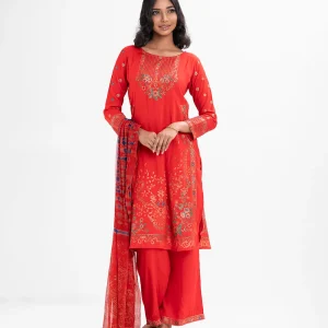 Red Viscose Straight Salwar Kameez